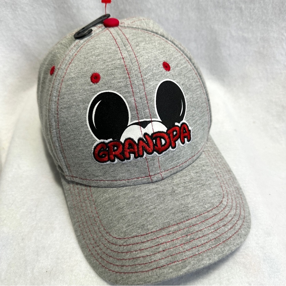 Disney Grandpa Baseball Cap Hat Gray Adjustable Mickey Mouse Ears 6 Panel